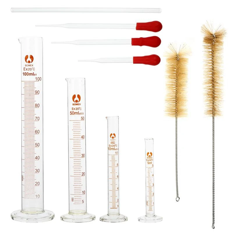 4 Measuring Cylinder-5Ml 10Ml 50Ml 100Ml Premium Glass - Contains 2 Cleaning Brushes 3 Glass Pipettes 1Pc Glass Rod
4 Measuring Cylinder-5Ml 10Ml 50Ml 100Ml Premium Glass - Contains 2 Cleaning Brushes 3 Glass Pipettes 1Pc Glass Rod