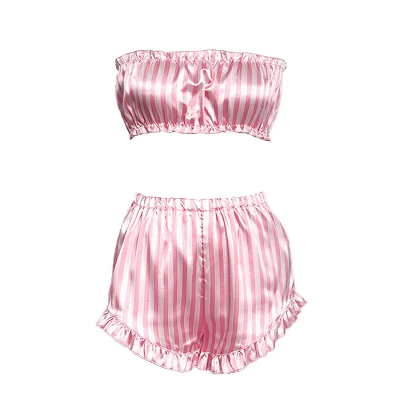 hot sale Sexy Women Two-piece Pajama Set Nightwear Striped Print Strapless Off Shoulder Camis Crop Tops Waist Shorts Sleepwear
hot sale Sexy Women Two-piece Pajama Set Nightwear Striped Print Strapless Off Shoulder Camis Crop Tops Waist Shorts Sleepwear