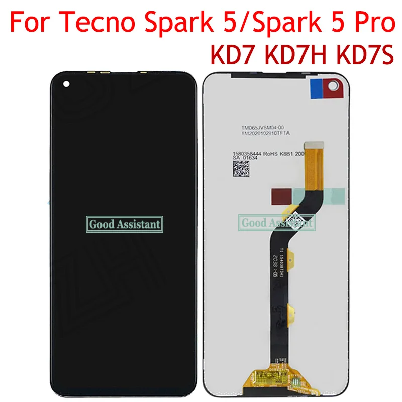 Черный ЖК-дисплей 6 дюйма для Tecno Spark 5 / Pro детали замены ЖК-дисплея KD7 KD7H KD7S |
