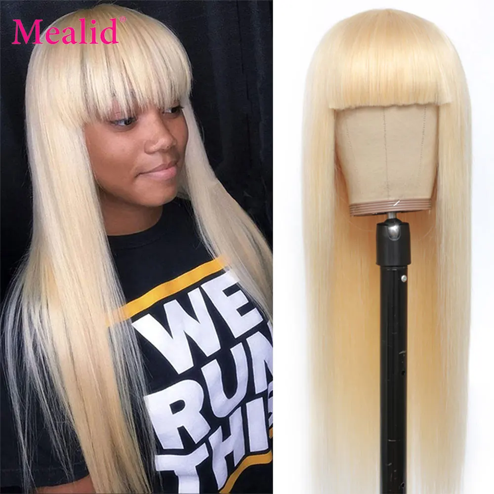 Mealid Straight Human Hair Wigs With Bangs Full Machine Made Wigs 613 Blonde Wig Colored Wigs Indian Remy Hair Wig 150%
Mealid Straight Human Hair Wigs With Bangs Full Machine Made Wigs 613 Blonde Wig Colored Wigs Indian Remy Hair Wig 150%