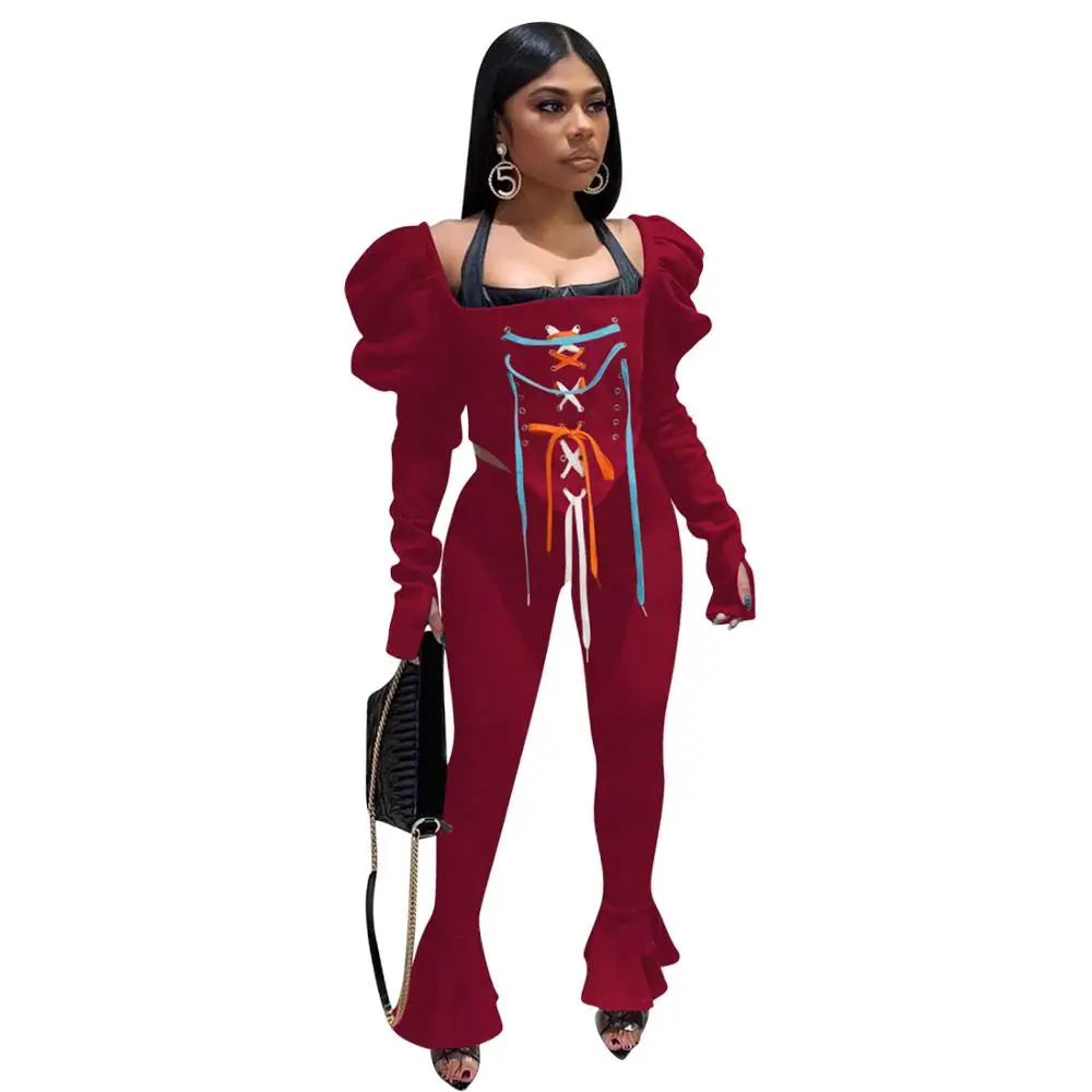 Women's Tracksuit Lace Up Drawstring Suqare Collar Puff Sleeve Irregular Top and Flare Bell Bottom Skinny Pant Lounge Wear Suits
Women's Tracksuit Lace Up Drawstring Suqare Collar Puff Sleeve Irregular Top and Flare Bell Bottom Skinny Pant Lounge Wear Suits