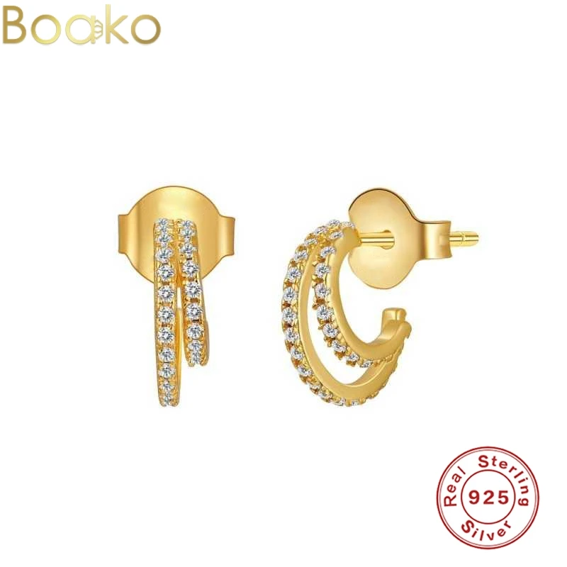 BOAKO 925 Sterling Silver Fashion C Shape Zircon Earring Shiny Stud Earrings For Women Wedding Gifts Jewelry plata de ley 925
BOAKO 925 Sterling Silver Fashion C Shape Zircon Earring Shiny Stud Earrings For Women Wedding Gifts Jewelry plata de ley 925