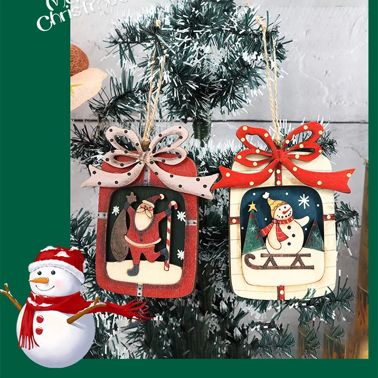 

New Year Home Christmas Pendant,12cm Wooden Santa Claus,gingerbread Man,various Styles Pendants,creative ChristmasTree Ornaments