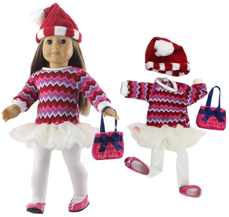 6 Pcs Set Doll Clothes Dress+tights+glasses+hat+bag+shoes for 18'' inch American Doll Clothes 43cm or 45 cm
6 Pcs Set Doll Clothes Dress+tights+glasses+hat+bag+shoes for 18'' inch American Doll Clothes 43cm or 45 cm