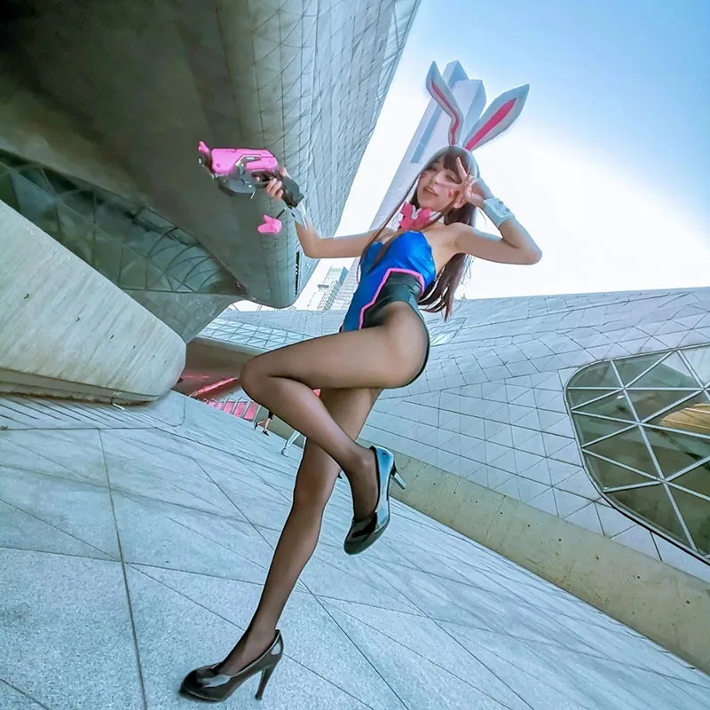 Женский комбинезон для косплея D.va Bunny Girl полный комплект с ушками и завязкой на