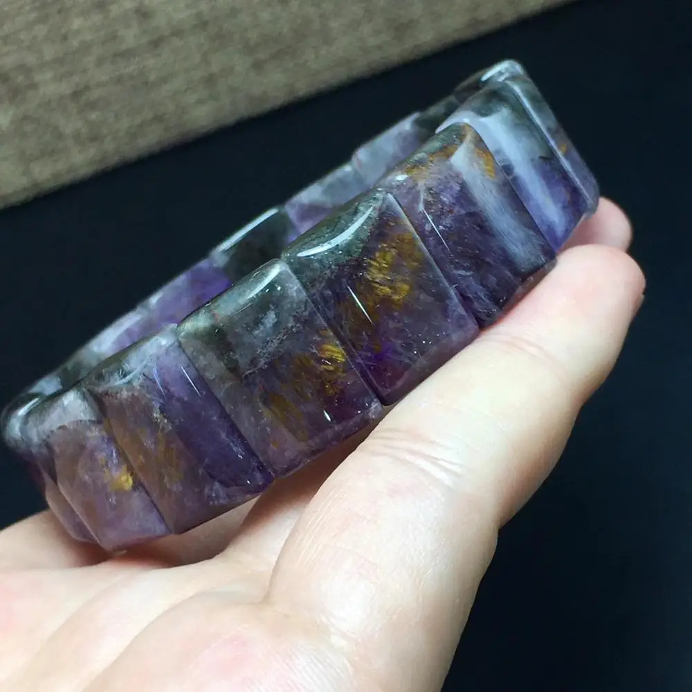 Certificate Natural Cacoxenite Purple Rutilated Quartz Rectangle Beads Bracelet Bangle 18x6mm For Women Men AAAAA
Certificate Natural Cacoxenite Purple Rutilated Quartz Rectangle Beads Bracelet Bangle 18x6mm For Women Men AAAAA