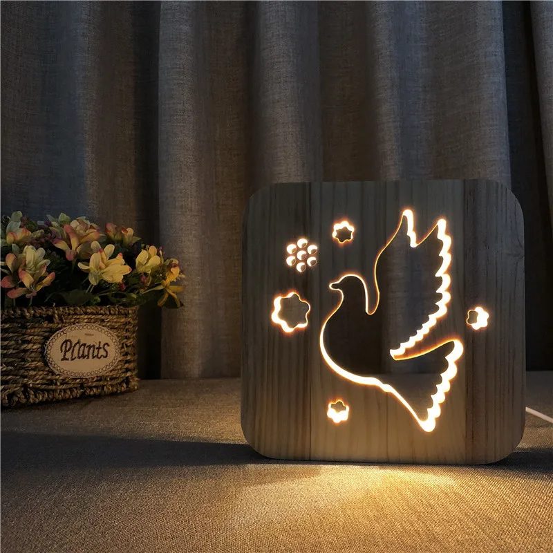 Peace Dove Solid Wood Hollow Carving 3d Table Lamp for Home Bedroom Decor Nightlight Baby Sleep Lighting Wooden Lamp
Peace Dove Solid Wood Hollow Carving 3d Table Lamp for Home Bedroom Decor Nightlight Baby Sleep Lighting Wooden Lamp