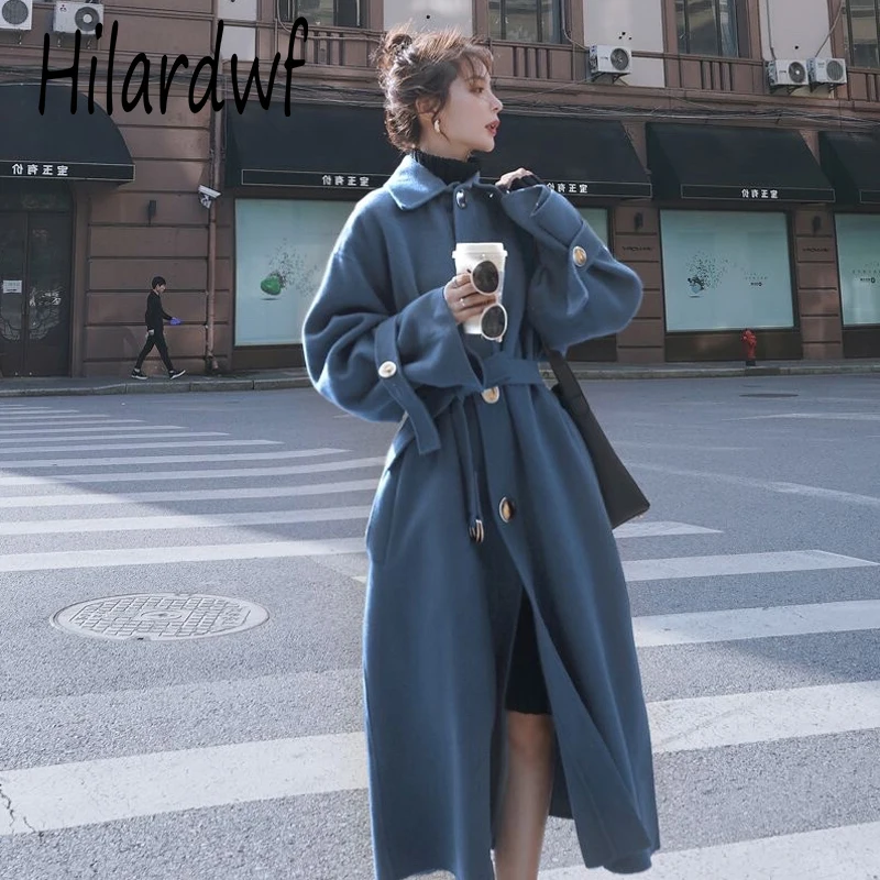 Hilardwf Loose Temperament Coat Women'Single Breasted Korean Winter 2021 New Thickened Over The Knee Tweed Woolen Blend Coat
Hilardwf Loose Temperament Coat Women'Single Breasted Korean Winter 2021 New Thickened Over The Knee Tweed Woolen Blend Coat