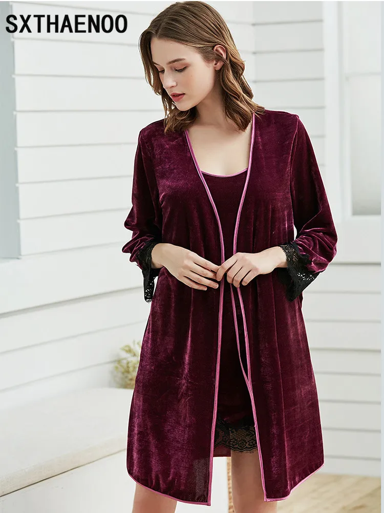 SXTHAENOO Velvet 2 Pieces Warm Winter Pajamas Sets Women Sexy Robe Pajamas Sleepwear Kit Sleeveless Nightwear
SXTHAENOO Velvet 2 Pieces Warm Winter Pajamas Sets Women Sexy Robe Pajamas Sleepwear Kit Sleeveless Nightwear