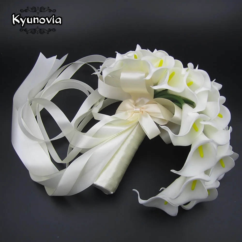 Kyunovia Каскадный букет Искусственные цветы белая Калла Длинный Цветочный