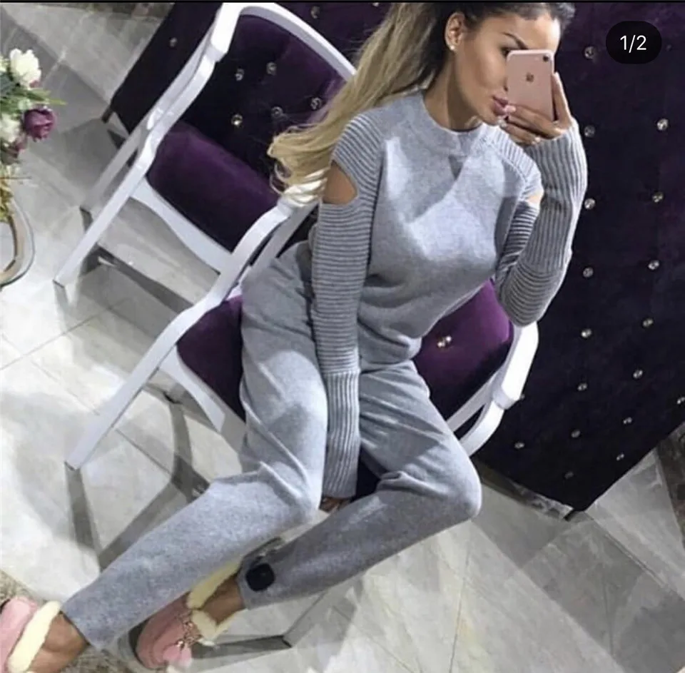 2019 Knitted Off-Shoulder Sexy Sweaters and Pants Sets 2PCS Track Suits Autumn and Winter Knit Trousers+Jumper Tops Clothing Set
2019 Knitted Off-Shoulder Sexy Sweaters and Pants Sets 2PCS Track Suits Autumn and Winter Knit Trousers+Jumper Tops Clothing Set