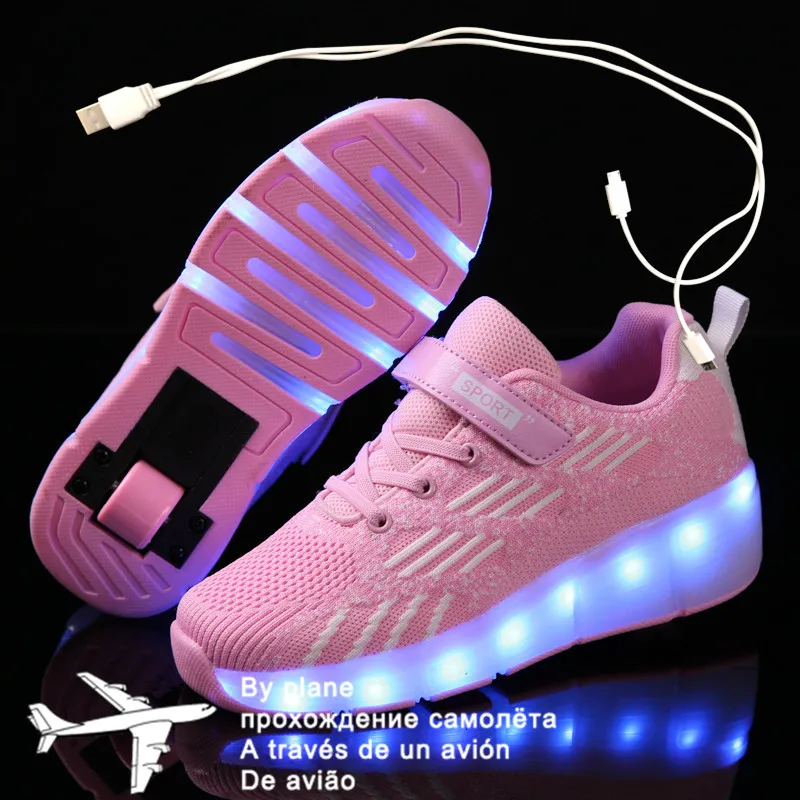 28-41 Pink Black USB Charging Fashion Girls Boys LED Light Roller Skate Shoes For Children Kids Sneakers With Wheels One wheels
28-41 Pink Black USB Charging Fashion Girls Boys LED Light Roller Skate Shoes For Children Kids Sneakers With Wheels One wheels
