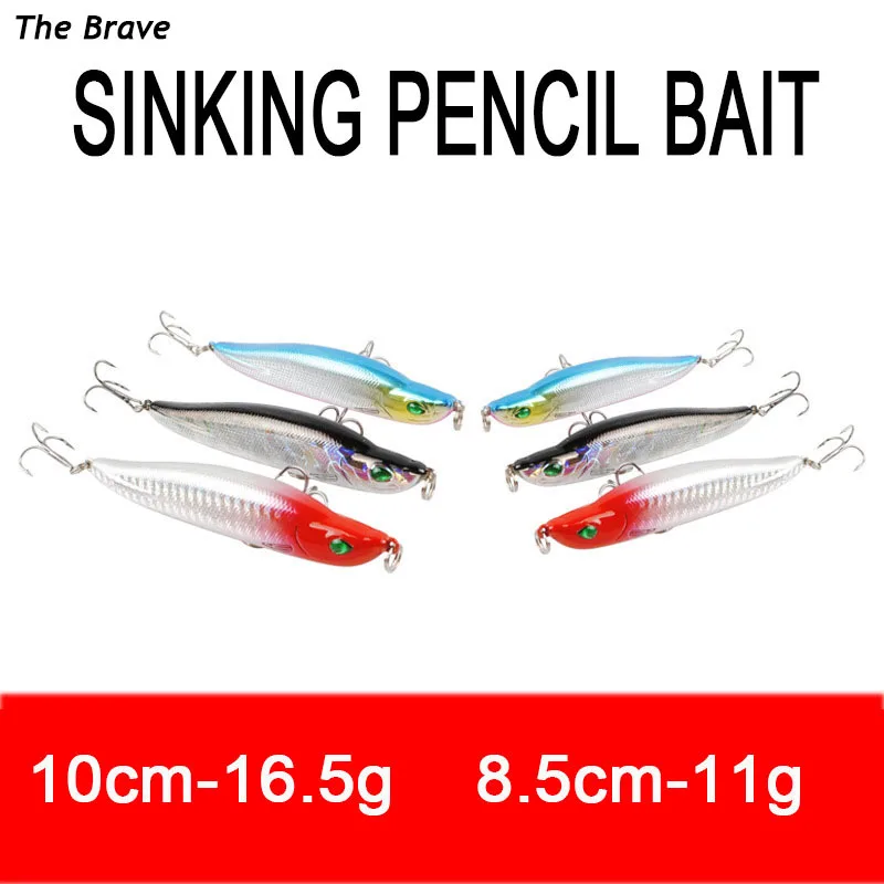 The Brave Sinking Pencil Submerged Fishing Lure Minnow Wobbler 10cm16.5g 8.5cm11g Long Casting Throw ABS Actificial Bait Tackle
The Brave Sinking Pencil Submerged Fishing Lure Minnow Wobbler 10cm16.5g 8.5cm11g Long Casting Throw ABS Actificial Bait Tackle