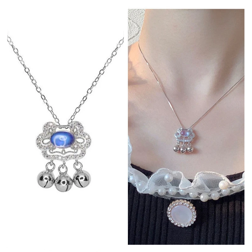 Trendy Moonstone Lock Pendant Necklaces Girls Choker Accessories Fashion Lady Silver Plated Chain Necklace Women Jewelry 2021
Trendy Moonstone Lock Pendant Necklaces Girls Choker Accessories Fashion Lady Silver Plated Chain Necklace Women Jewelry 2021