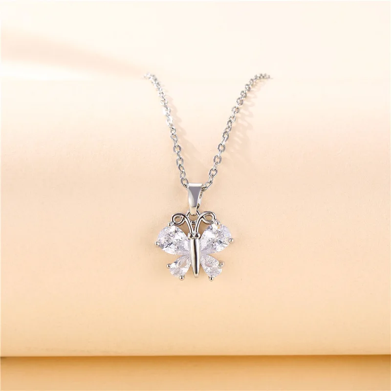 One Piece Stainless Steel Necklace Rhinestone Butterfly Pendnat Necklace For Women Flash Zircon Insect Jewelry Christmas Gift
One Piece Stainless Steel Necklace Rhinestone Butterfly Pendnat Necklace For Women Flash Zircon Insect Jewelry Christmas Gift