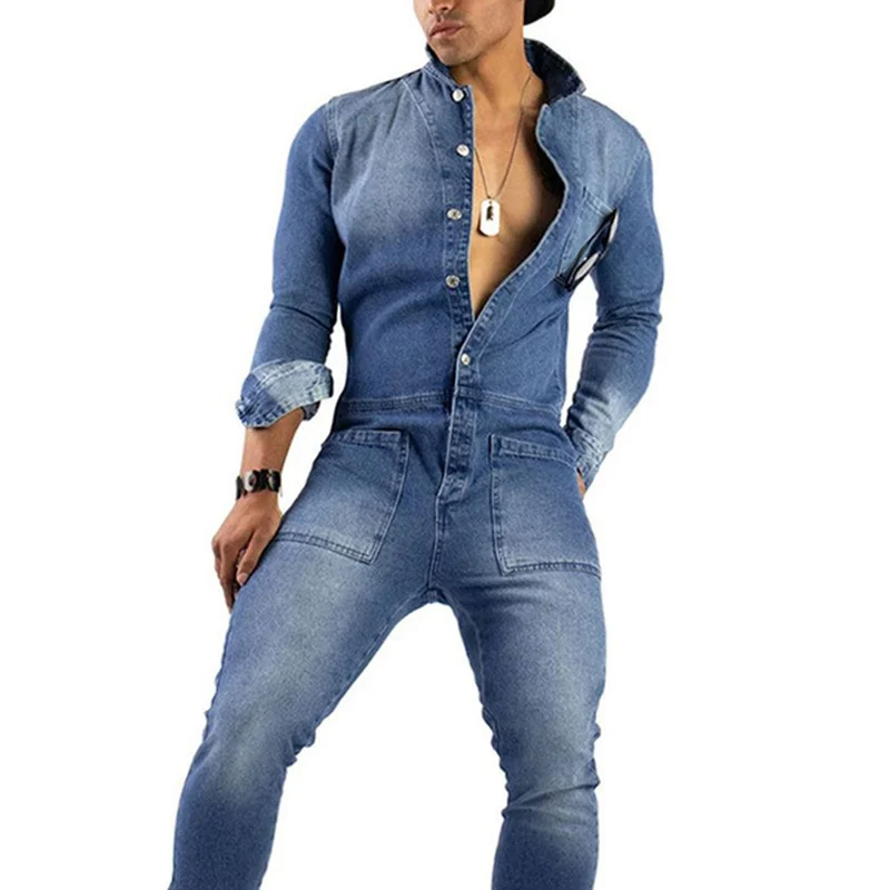 

Для Мужчин's джинсовый комбинезон комплект летней одежды Slim Fit бойфренд джинсовые комбинезоны Демисезонный уличная джинсовый комбинезон на...