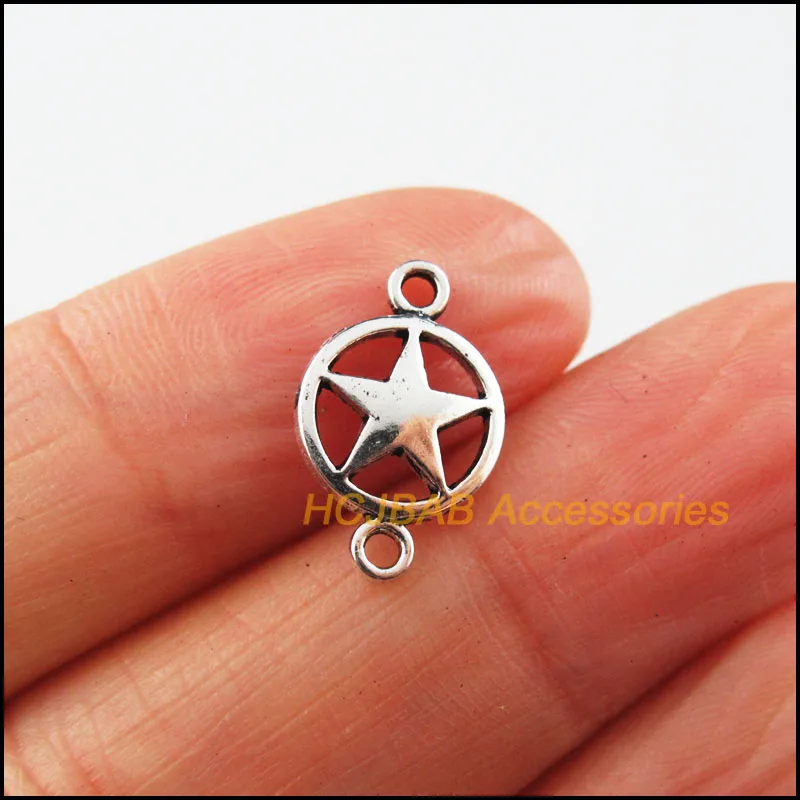 60 New Tiny Round Charms Tibetan Silver Color Star Connectors 10x15.5mm
60 New Tiny Round Charms Tibetan Silver Color Star Connectors 10x15.5mm