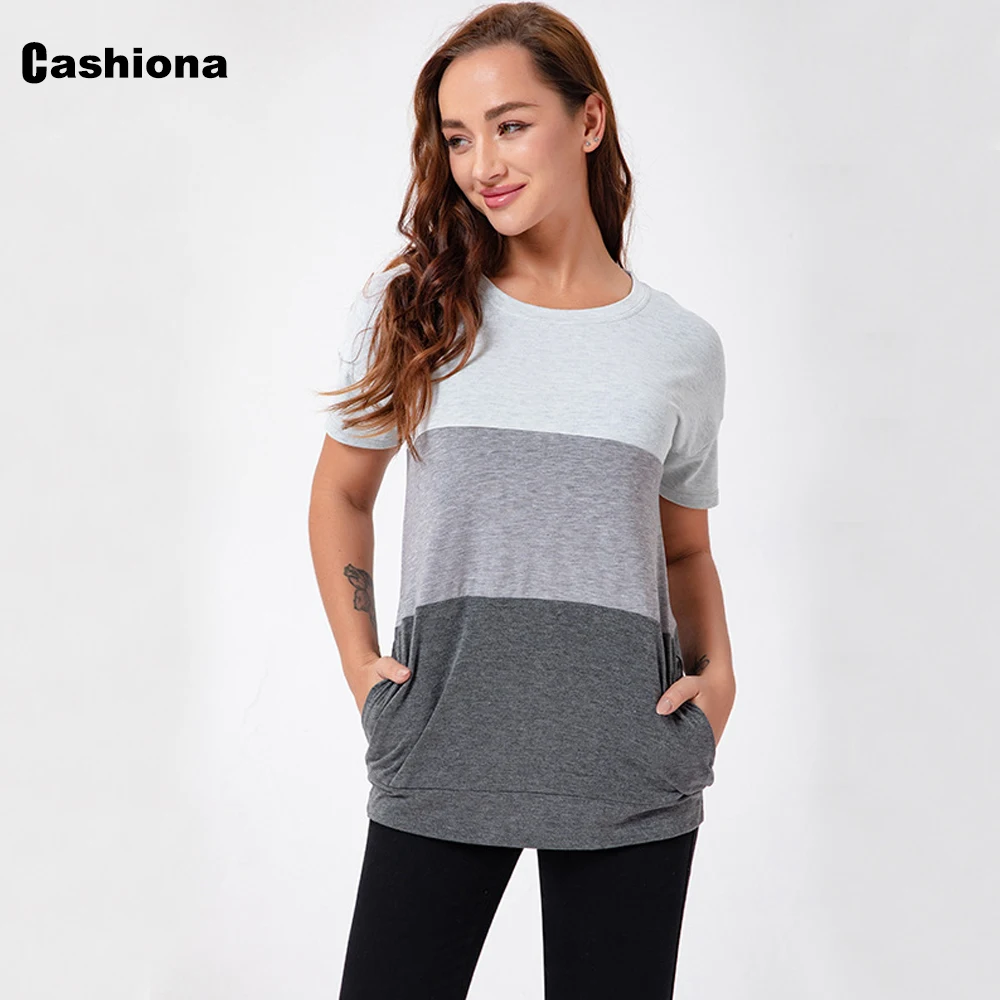 CashionaPlus size Women Elegant Leisure Casual T-shirt Patchwork Tee Round Neck Loose Women's Top 2021 Summer Basic Shirt Femme
CashionaPlus size Women Elegant Leisure Casual T-shirt Patchwork Tee Round Neck Loose Women's Top 2021 Summer Basic Shirt Femme