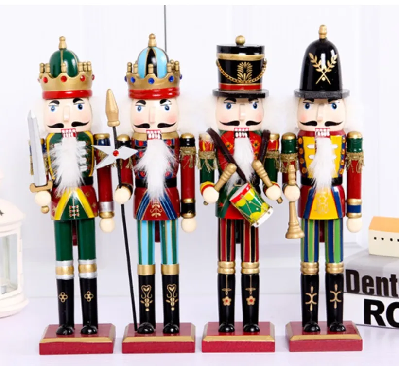 

SET The 30cm nutcracker soldier puppet zakka bar has TV cabinet living room creative home for Christmas Crafts Arts decoration