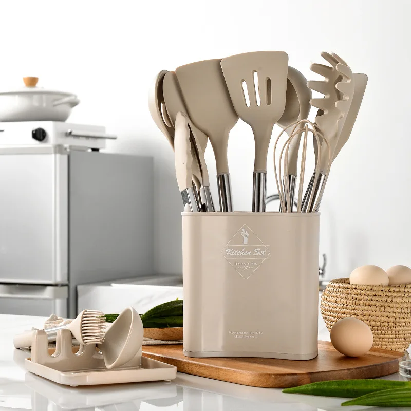 13PCS Food Silicone Kitchen Tool Set Non-stick Spatula Spoon Stainless Steel Pipe Handle Set Multifunction Cooking Utensils Set
13PCS Food Silicone Kitchen Tool Set Non-stick Spatula Spoon Stainless Steel Pipe Handle Set Multifunction Cooking Utensils Set
