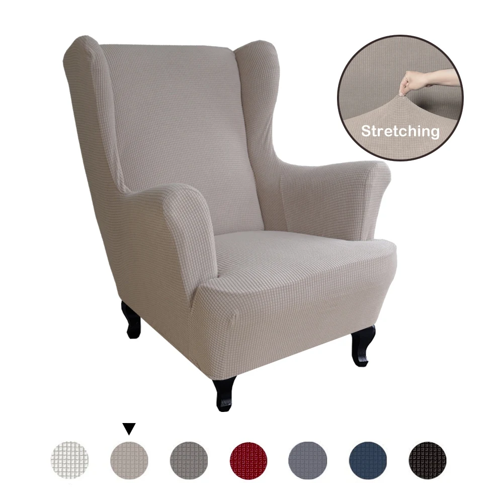 

Suede Elastic Armchair Cover Wingback All-inclusive Sloping Arm King Back Chair Cover Tiger Bench Wing Sofa Back Chair Covers