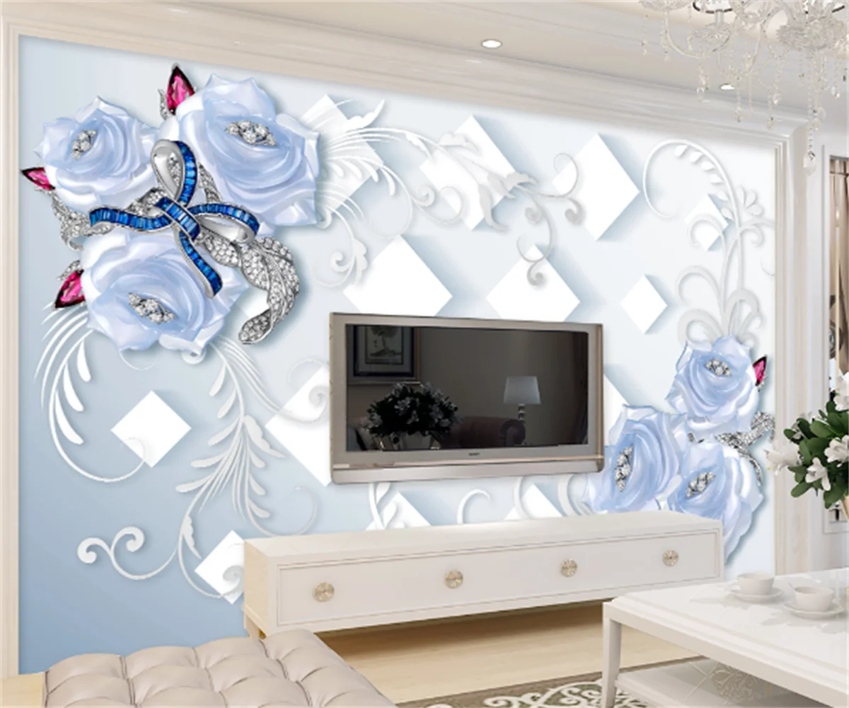 European style 3D blue enchantress rose flower jewelry TV sofa background wallpaper home decoration sticker custom hotel mural
European style 3D blue enchantress rose flower jewelry TV sofa background wallpaper home decoration sticker custom hotel mural