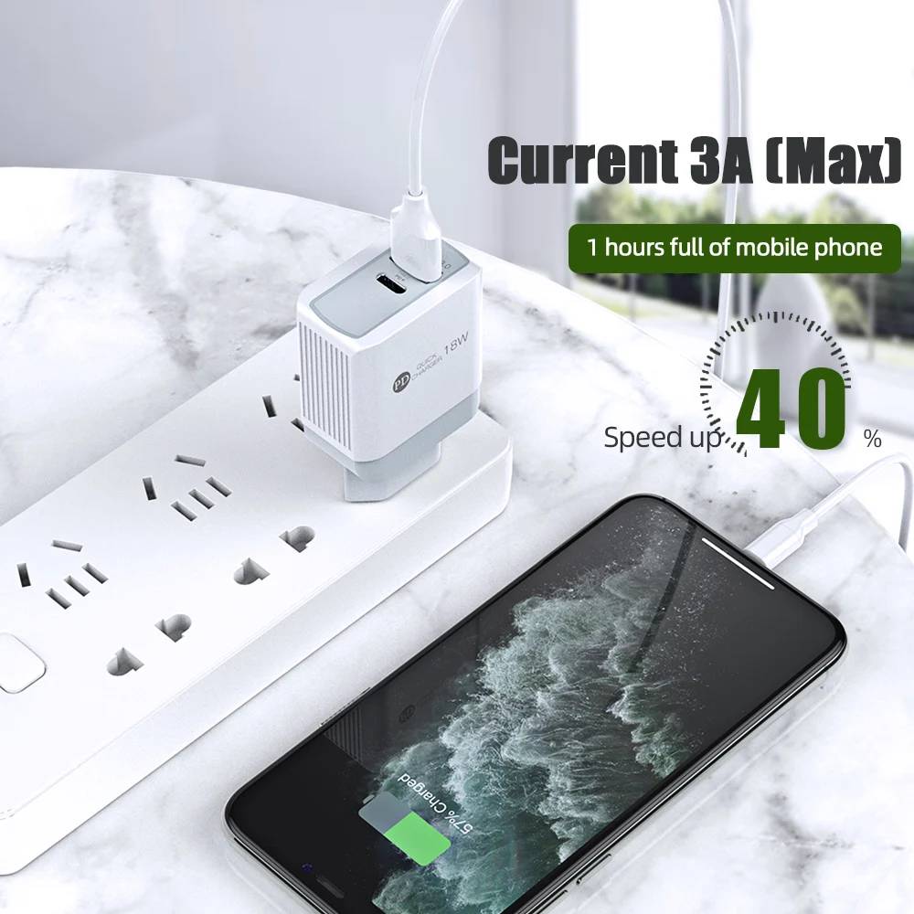 !ACCEZZ 2020 Update Power Delivery 18W PD USB Wall Charger QC3.0 2 Ports Charge for iPhone Samsung Google Pixel Portable Adapter
!ACCEZZ 2020 Update Power Delivery 18W PD USB Wall Charger QC3.0 2 Ports Charge for iPhone Samsung Google Pixel Portable Adapter