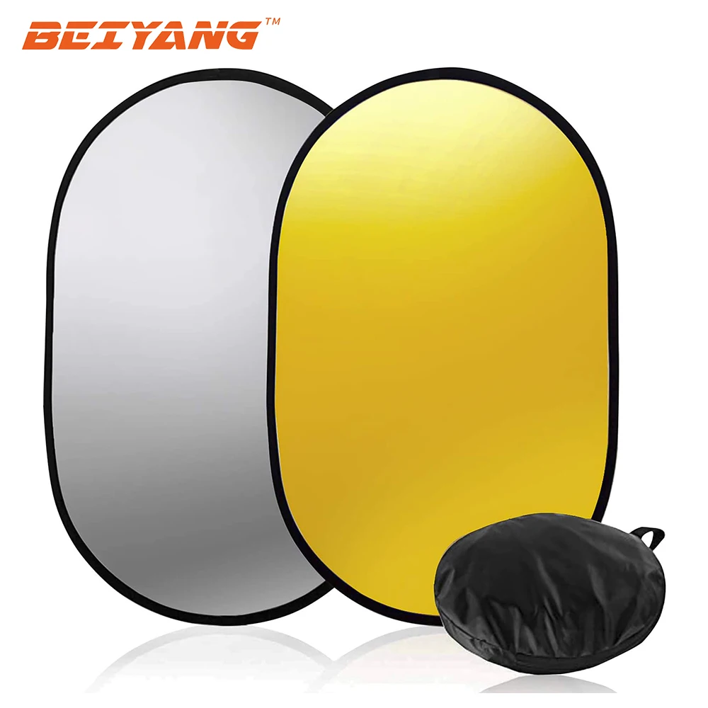 

Photography Reflector 2 in 1 Portable Multi 100x150CM Lighting Reflectors Silver & Gold Diffuser Kit with Carrying Case