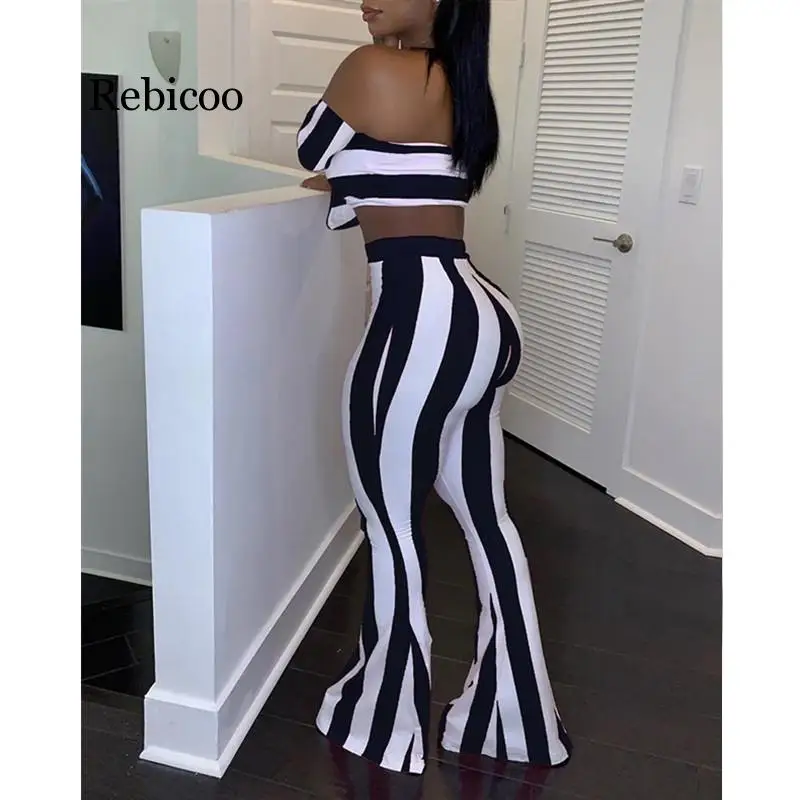 Striped Print Crop Top Bell-bottomed Pants Sets women two pieces set short crop top and flare pants
Striped Print Crop Top Bell-bottomed Pants Sets women two pieces set short crop top and flare pants