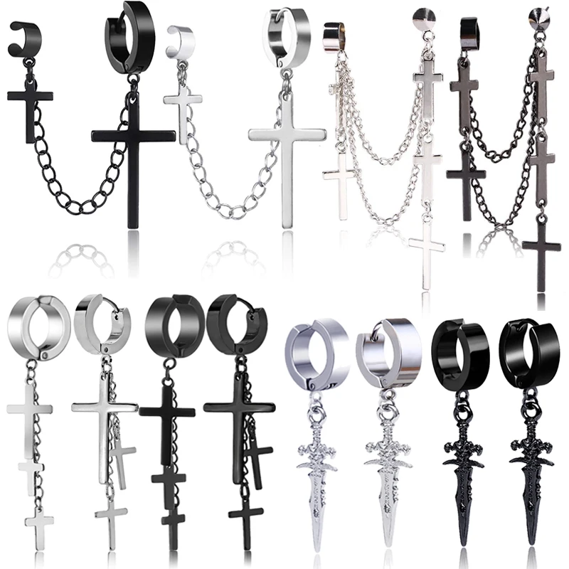 Gothic Cross One-piece Earrings Punk Pendant Tassel Clip Earring Sword Dangle Drop Earrings Men Women Rings Necklaces Jewelry
Gothic Cross One-piece Earrings Punk Pendant Tassel Clip Earring Sword Dangle Drop Earrings Men Women Rings Necklaces Jewelry