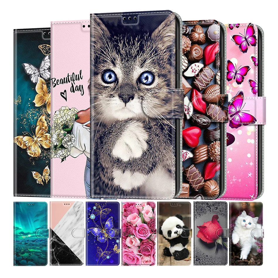 

Cute Cat Painted Card Slot Wallet Flip Case For Samsung Galaxy A11 A21S A31 A41 A51 A71 A10 A20 A30 A40 A50 A70 A20E A30S Cover