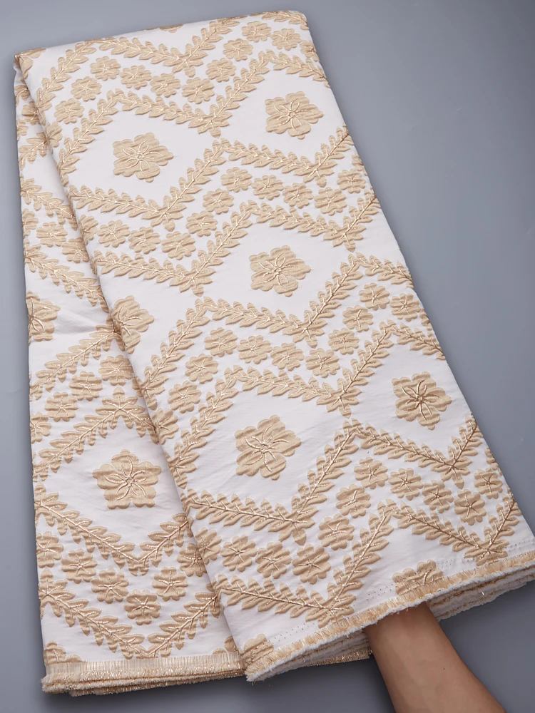 African French Gilded Embroidery Brocade Jacquard High Quality Lace Fabrics 5 Yards For Nigerian Women Wedding Party Dress A2769
African French Gilded Embroidery Brocade Jacquard High Quality Lace Fabrics 5 Yards For Nigerian Women Wedding Party Dress A2769