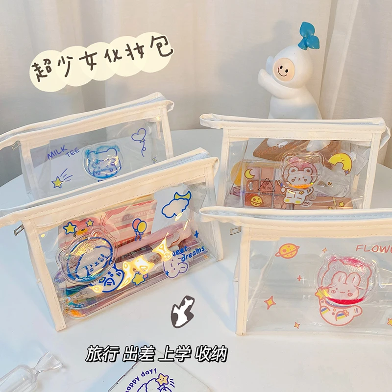 Ins Cute Cosmetic Bag Women Transparent PVC Waterproof Pencil Cases Student Big Capacity Kawaii Bear Beauty Storage Box WY25
Ins Cute Cosmetic Bag Women Transparent PVC Waterproof Pencil Cases Student Big Capacity Kawaii Bear Beauty Storage Box WY25