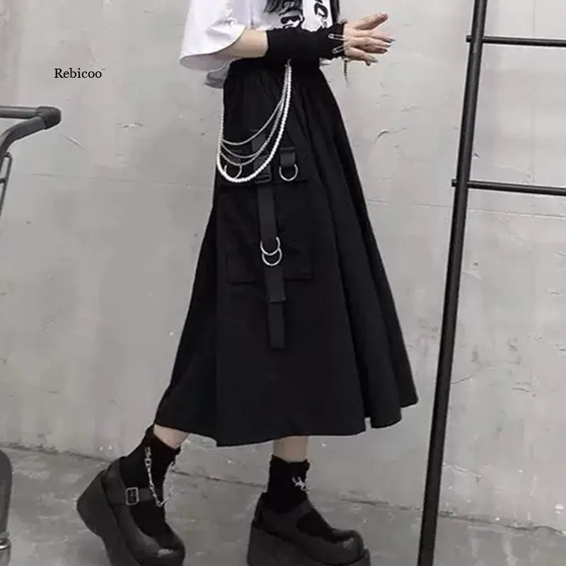 High Waist Loose A-line Skirts women Chain Side Ring Pocket Midi Long Hip Hop Black Skirt
High Waist Loose A-line Skirts women Chain Side Ring Pocket Midi Long Hip Hop Black Skirt