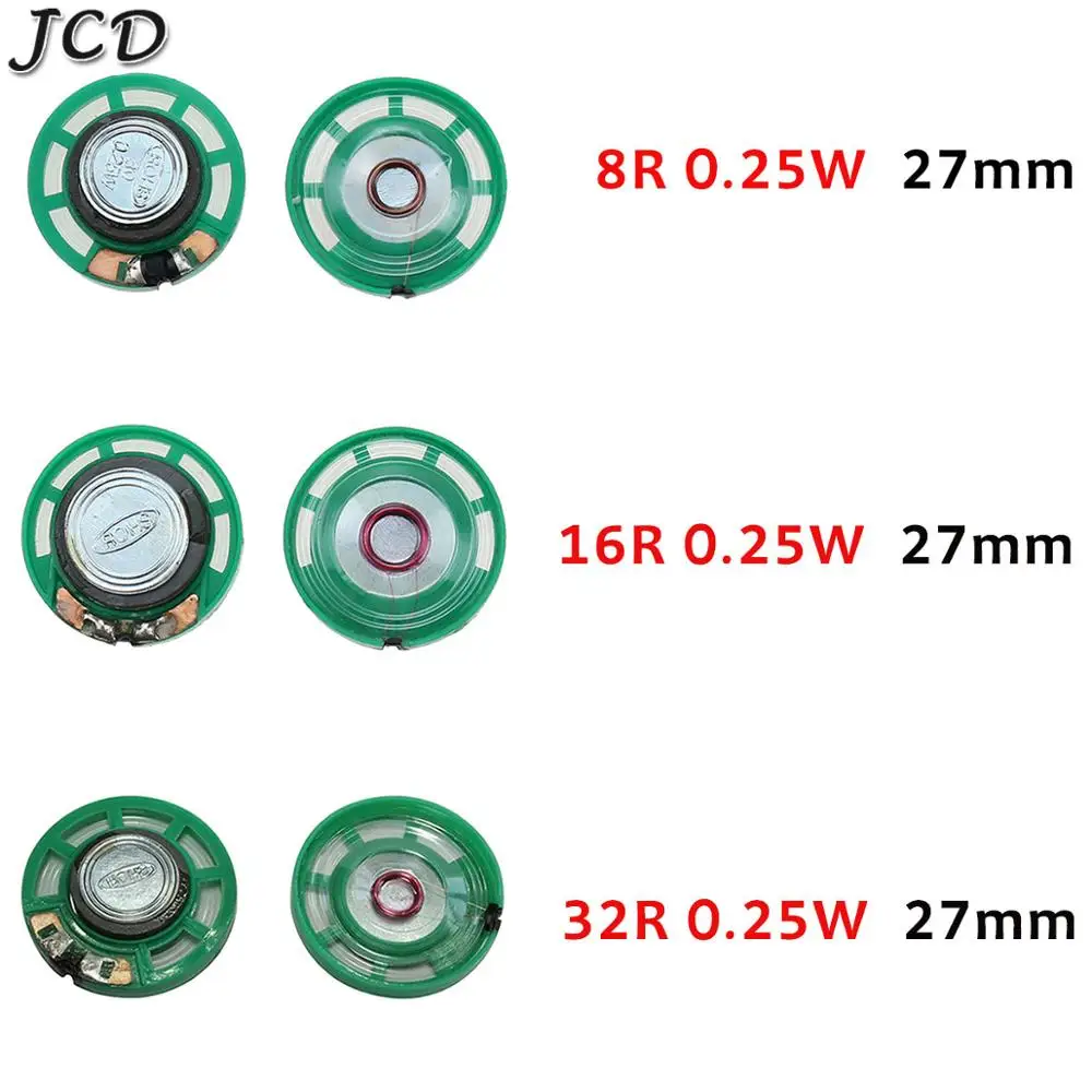 Фото JCD 1 шт. новый зеленый ультратонкий мини динамик 32 16 8 Ом 0 25 Вт 32R 16R 8R Диаметр