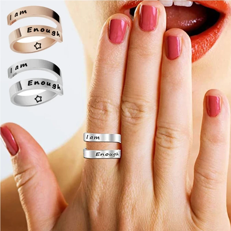 

69HB кольцо из нержавеющей стали, ювелирные изделия, кольца для лучшего друга, я достаточно регулируемые витые кольца, подарок