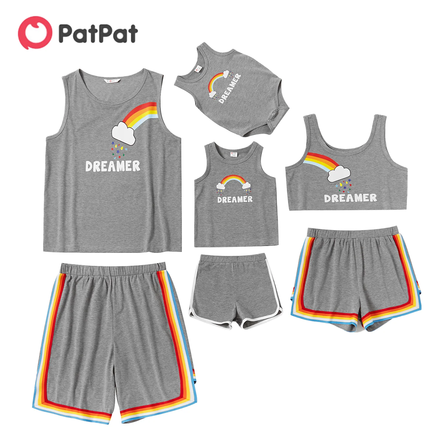 PatPat 2021 New Arrival Summer Family Rainbow Pattern Tank Top and Solid Shorts Matching Pajamas Set(Flame Resistant)
PatPat 2021 New Arrival Summer Family Rainbow Pattern Tank Top and Solid Shorts Matching Pajamas Set(Flame Resistant)