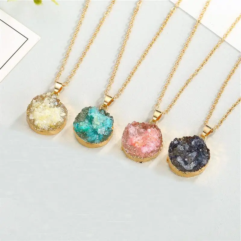 Round Pendant Necklaces Geometric Stone Quartz Druzy Resin Chain Necklace for Women Gifts Collars
Round Pendant Necklaces Geometric Stone Quartz Druzy Resin Chain Necklace for Women Gifts Collars