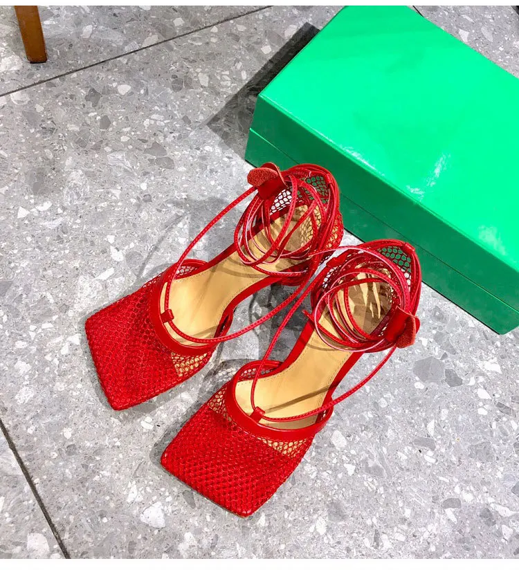 New Fishnet hollow High Heel Sandals Women Square Toe Lace Ankle Strap 2021 Summer Sexy Party Shoes Mujer 
New Fishnet hollow High Heel Sandals Women Square Toe Lace Ankle Strap 2021 Summer Sexy Party Shoes Mujer