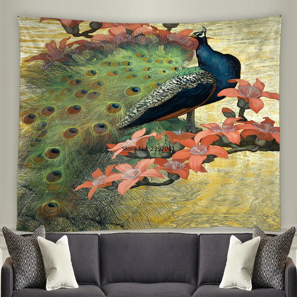 Декоративный настенный гобелен с китайским принтом Peahen, настенный подвесной гобелен, китайские гобелены с птицами, пляжное полотенце, скат... 
Декоративный настенный гобелен с китайским принтом Peahen, настенный подвесной гобелен, китайские гобелены с птицами, пляжное полотенце, скат...