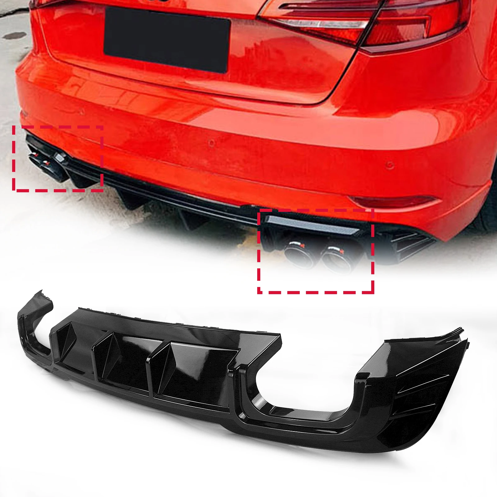 For Audi A3 Hatchback 2017-2020 Rear Bumper Diffuser Cover Lip Glossy Black Car Body Kit Guard Board Spoiler Plate Boot Splitter
For Audi A3 Hatchback 2017-2020 Rear Bumper Diffuser Cover Lip Glossy Black Car Body Kit Guard Board Spoiler Plate Boot Splitter