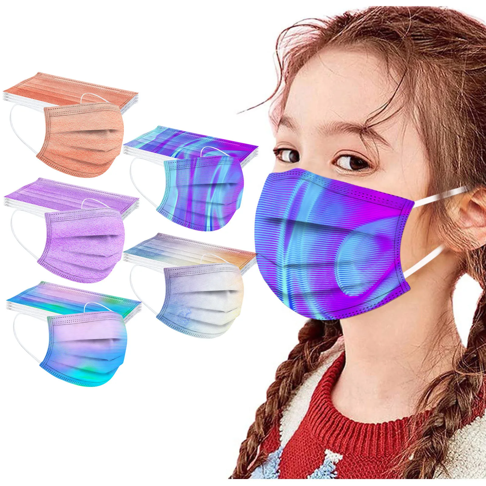 50pc Child Tie dye Masks Disposable Face Mask Industrial Breathable Nonwove 3 Layer Filter Mask Earloop Bandage Masques
50pc Child Tie dye Masks Disposable Face Mask Industrial Breathable Nonwove 3 Layer Filter Mask Earloop Bandage Masques