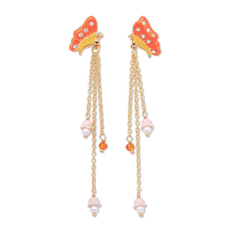 Women's Earrings Fashionable Long Pearl Tassel Earrings Handmade Enamel Butterfly Elegant Earrings Women's Party Wedding Jewelry 
Women's Earrings Fashionable Long Pearl Tassel Earrings Handmade Enamel Butterfly Elegant Earrings Women's Party Wedding Jewelry