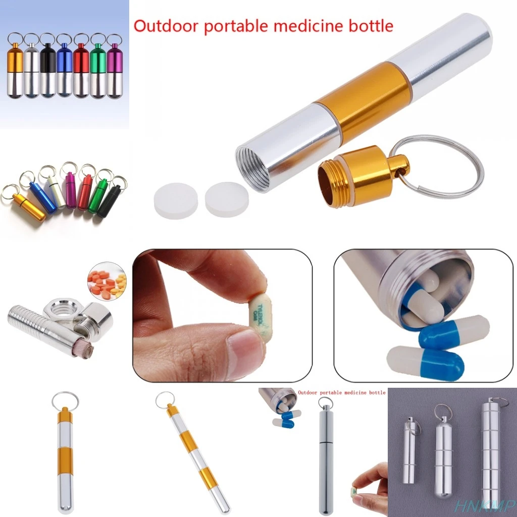 Waterproof Sealing Aluminum Alloy Pill Box Bottle Holder Container Drug Holder Keychain Box Case Container Portable Pill Box 
Waterproof Sealing Aluminum Alloy Pill Box Bottle Holder Container Drug Holder Keychain Box Case Container Portable Pill Box