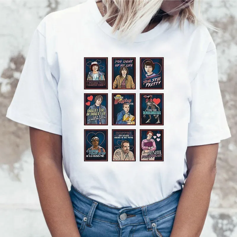 Stranger Things 3 Funny Tshirt Women Eleven Cartoon Printed T-shirt Upside Down Female Shirt Harajuku Ullzang Top Tees
Stranger Things 3 Funny Tshirt Women Eleven Cartoon Printed T-shirt Upside Down Female Shirt Harajuku Ullzang Top Tees