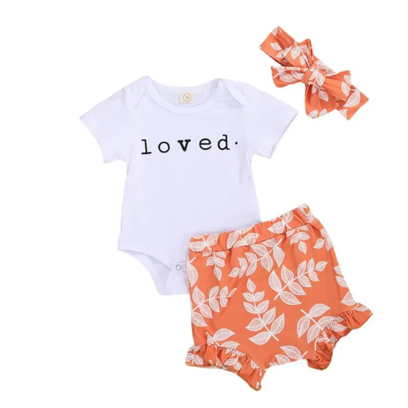 3Pcs Baby Girls Outfits Fashion Summer Clothes Short Sleeve Romper Ruffle Leaf Print Shorts Headband Clothes Set 0-18 Months
3Pcs Baby Girls Outfits Fashion Summer Clothes Short Sleeve Romper Ruffle Leaf Print Shorts Headband Clothes Set 0-18 Months