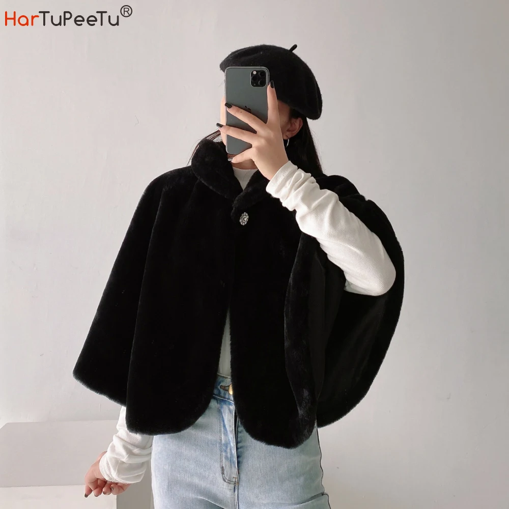 Women Fleece Cape Coat Autumn Winter Elegant Faux Fur Shawl Wraps One Button Black Classy Cloak Poncho
Women Fleece Cape Coat Autumn Winter Elegant Faux Fur Shawl Wraps One Button Black Classy Cloak Poncho