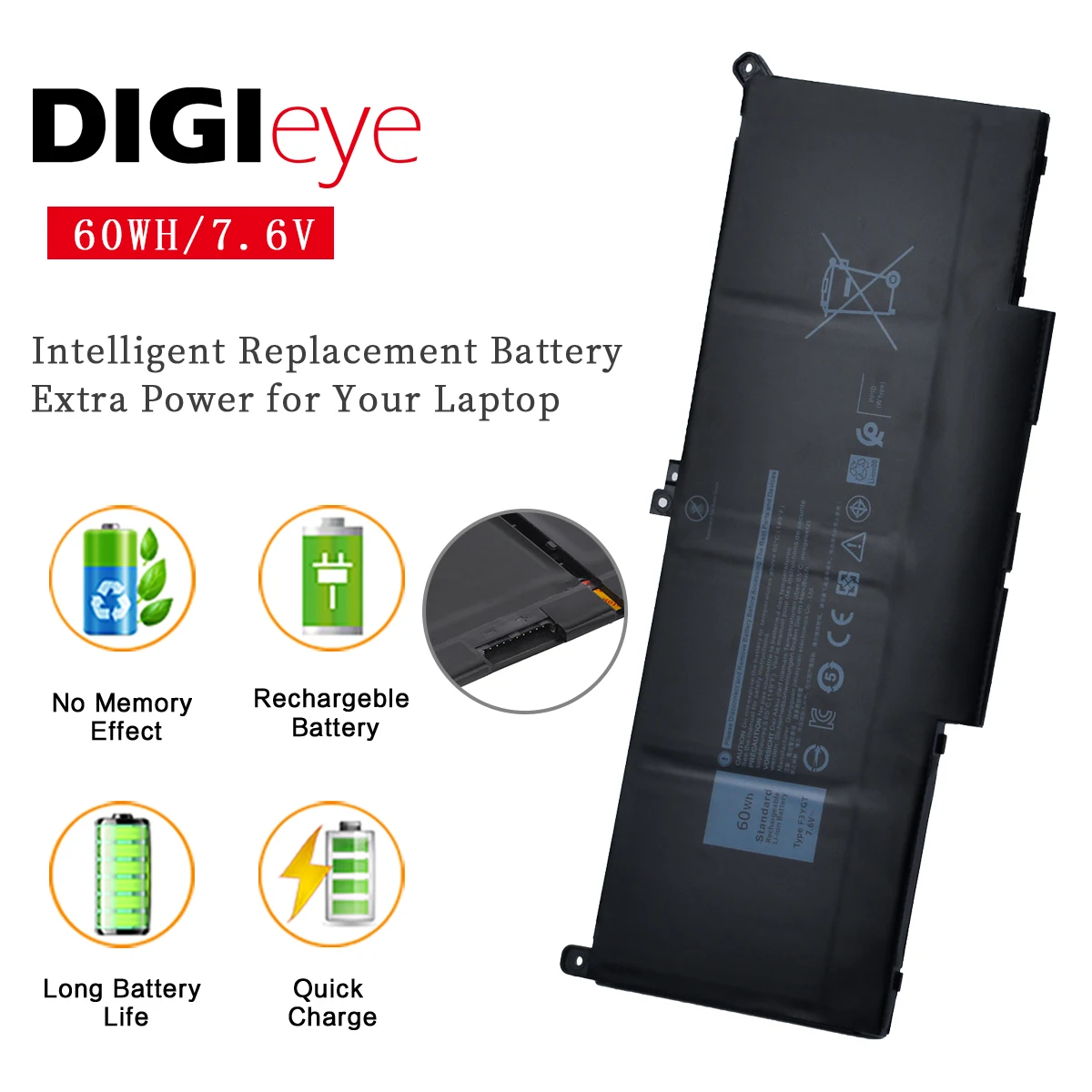 F3YGT 7.6V 60wh new Original F3YGT Laptop Battery For DELL Latitude 7280 7380 7480
F3YGT 7.6V 60wh new Original F3YGT Laptop Battery For DELL Latitude 7280 7380 7480