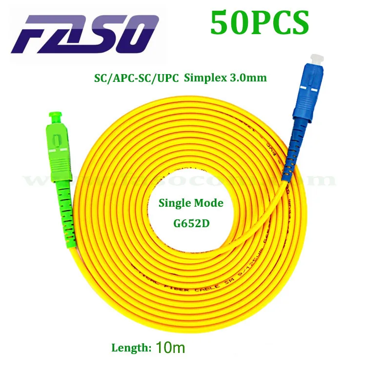 FASO 50Pcs 10m Fiber Optic Patch Cord SC/UPC-SC/APC SX Core 3.0mm Single Mode G652D Jumper Yellow LSZH Jacket
FASO 50Pcs 10m Fiber Optic Patch Cord SC/UPC-SC/APC SX Core 3.0mm Single Mode G652D Jumper Yellow LSZH Jacket