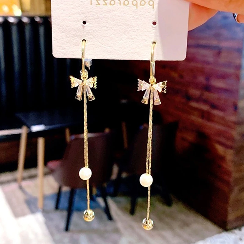 2022 New Fashion Long Bow Earrings Women's Trend Long Tassel Imitation Pearl Pendant Earrings Jewelry
2022 New Fashion Long Bow Earrings Women's Trend Long Tassel Imitation Pearl Pendant Earrings Jewelry
